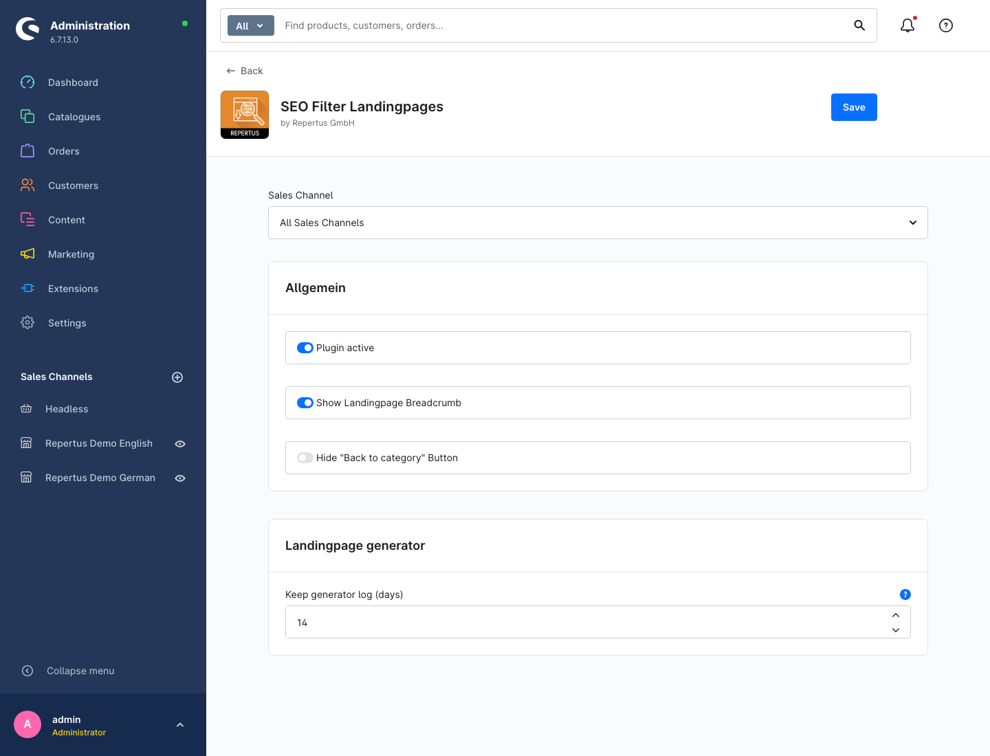 Generator log retention in the plugin configuration